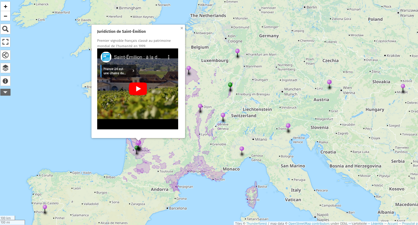 Capture d’écran de la carte « Vin, patrimoine et environnement »