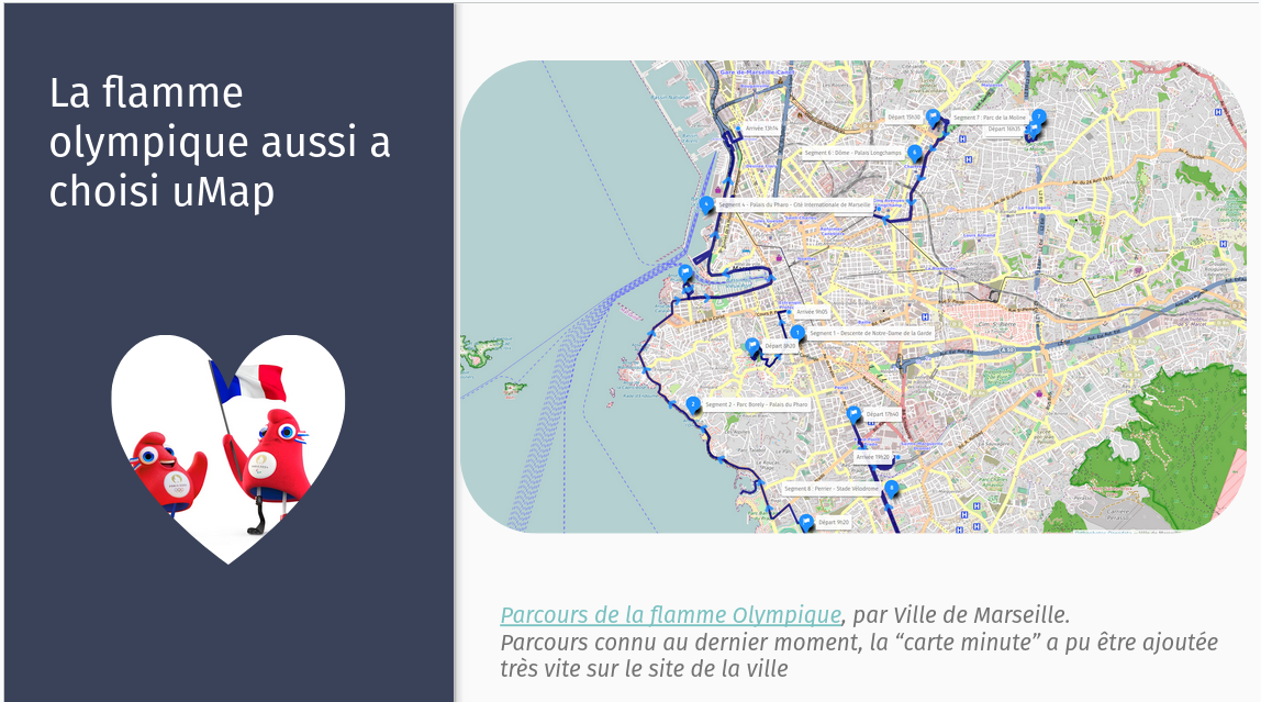 Carte du parcours de la flamme olympique à Marseille sur uMap